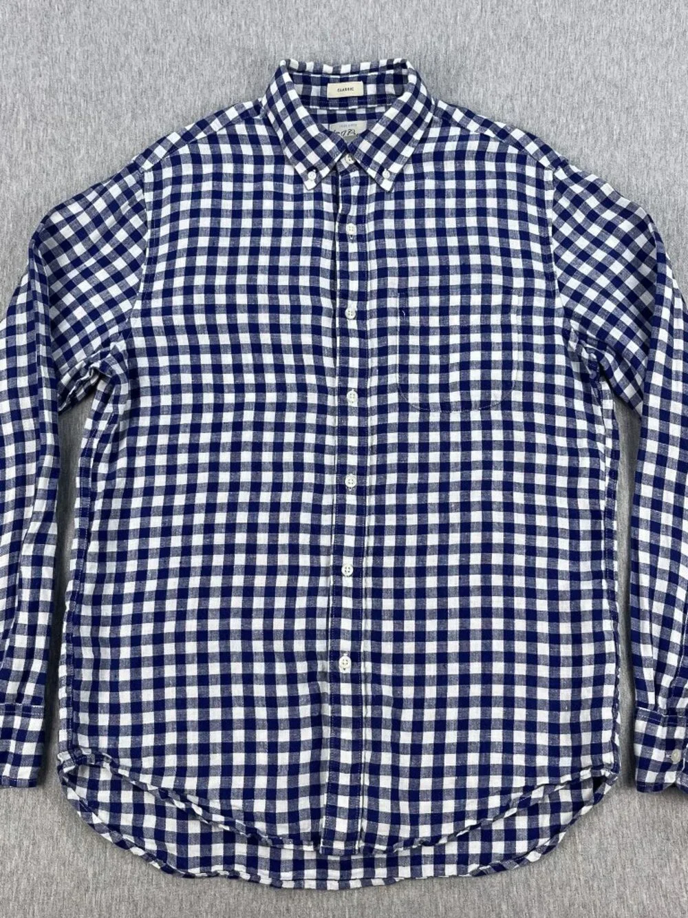 J.Crew Baird McNutt Irish Linen Shirt Men S Blue Gingham Plaid Check Button-Down